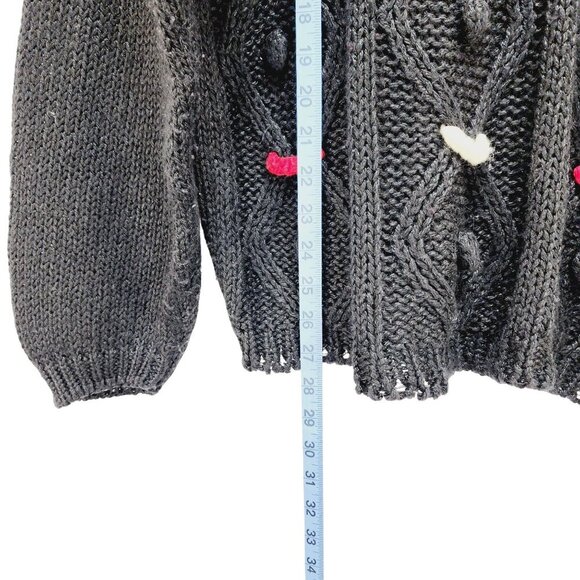 CSL Women's Christmas Sweater Hand Knit Embroidered Cherry Stix Size M black - Picture 8 of 9